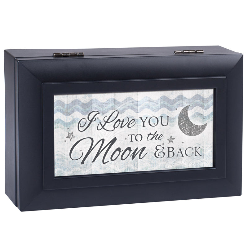 [Australia] - Cottage Garden Love You to The Moon and Back Matte Black Jewelry Music Box Plays Wonderful World 
