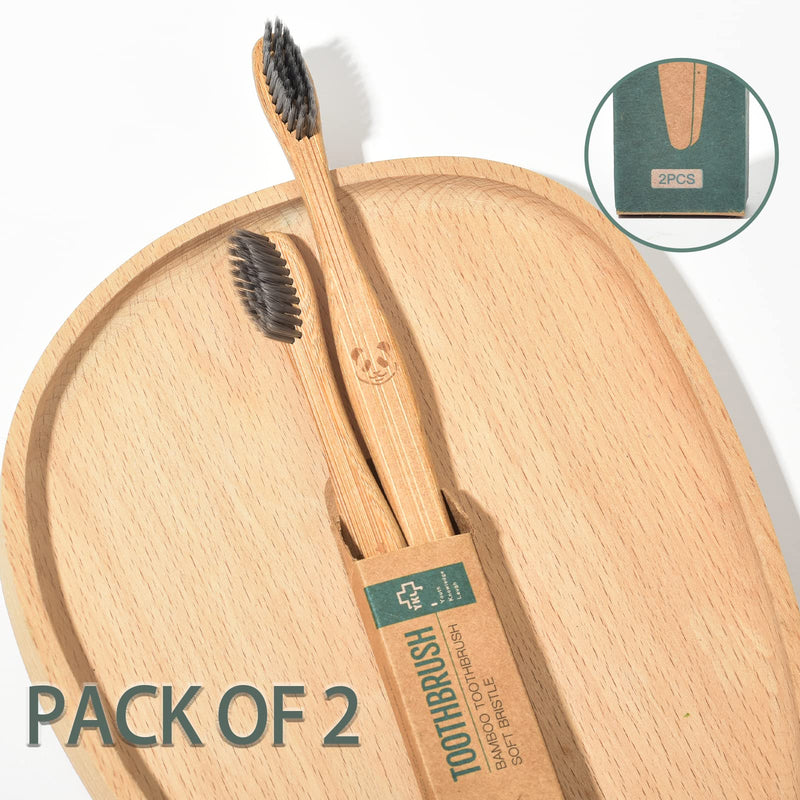 [Australia] - 12 Pcs Eco-Friendly Charcoal Toothbrushes Natural Bamboo | Biodegradable Soft Bristle Toothbrush(12 Pack) 12 Count (Pack of 1) 