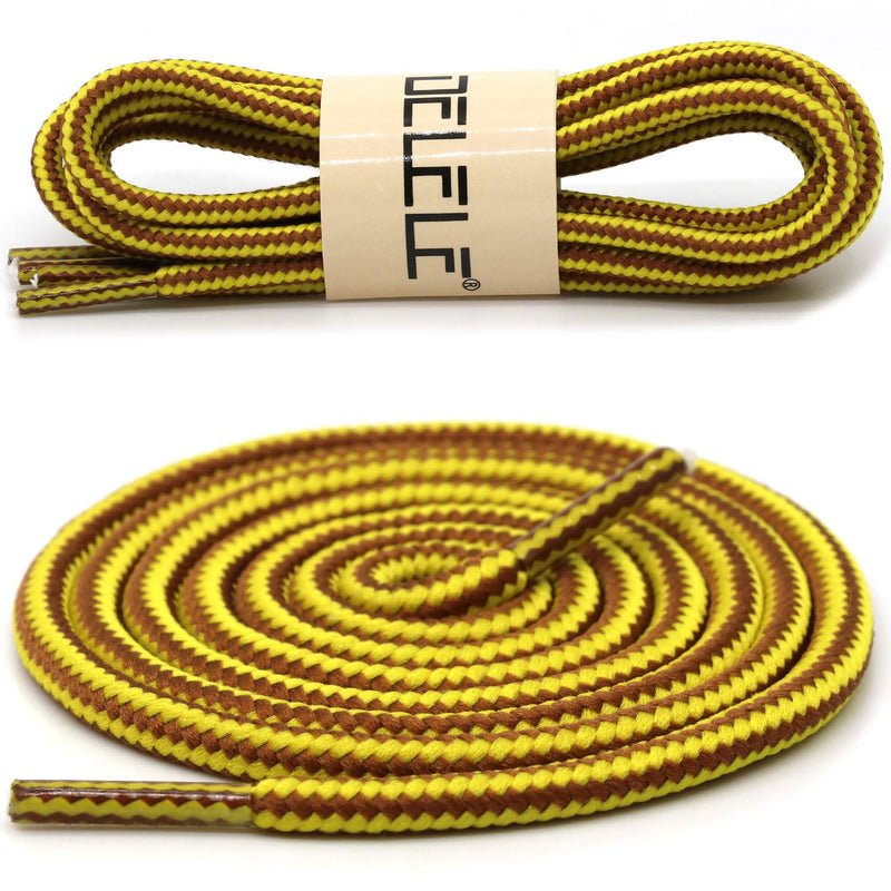 [Australia] - DELELE 2 Pair Strong Boot Laces Hiking Walking Boot Shoelaces Round Rope Dual Coloured Striped Shoe Lace Strings 27.56"Inch (70CM) 01 Golden Brown 