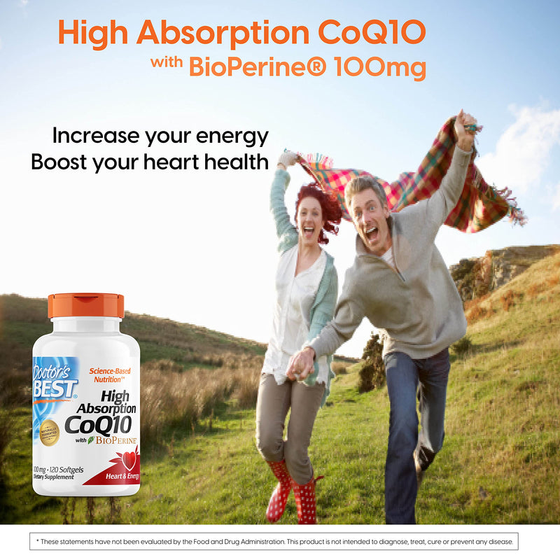 [Australia] - Doctor's Best High Absorption CoQ10 with BioPerine, Gluten Free, Naturally Fermented, Heart Health, Energy Production, 100 mg, 120 Count 