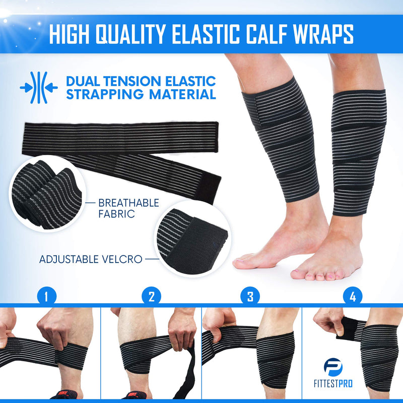 [Australia] - Calf Compression Sleeves and Leg Wraps (4 Piece) Shin Splint Support, Calve Guards for Men and Women - Braces Provide Healthy Circulation Pain Relief for Running, Basketball, Cycling, Maternity Large - X-Large Black Calf Sleeves Package 
