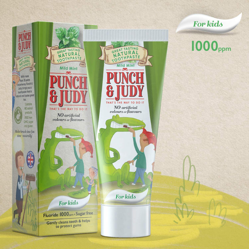 [Australia] - Punch & Judy Kids Natural Toothpaste, Mild Mint Flavour, 6+ Months, Natural Ingredients, Fluoride, Sugar Free 50ml (Pack of 1) 50 ml (Pack of 1) 