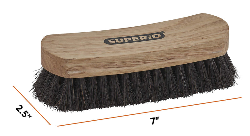 [Australia] - Horsehair Shoe Brush, Premium Genuine Brush for Cleaning Shoes, Soft Horse Hair Bristles, 7” Concave Wood Handle with Comfort Grip, Shoe Buff Brush, Boots & Other Leather Care. by Superio 1 