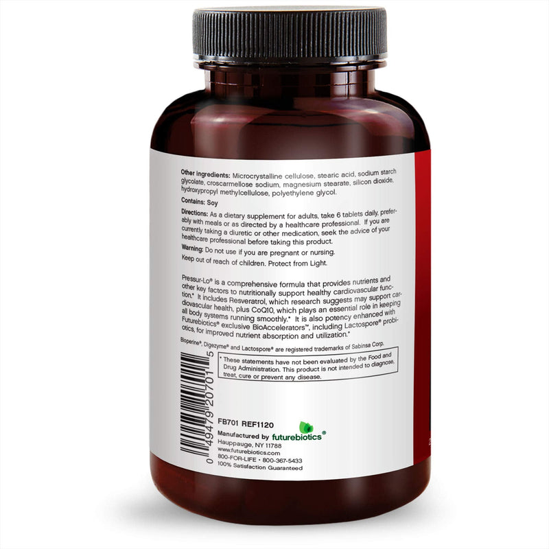 [Australia] - Futurebiotics Pressur-Lo Multi-Vitamin, Mineral & Herb Formula - CoQ10, Garlic, Calcium, Magnesium, Niacin, Resveratrol - Manufactured in an cGMP Registered Facility - Heavy Metal Tested, 270 Tablets 270 Count (Pack of 1) 