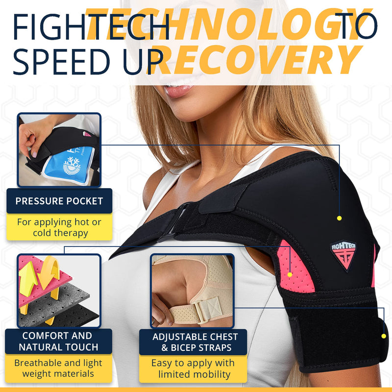[Australia] - Shoulder Brace for Torn Rotator Cuff | Shoulder Pain Relief, Support and Compression | Sleeve Wrap for Shoulder Stability and Recovery | Fits Left and Right Arm, Men & Women (Pink, Small/Medium) Pink Small/Medium (Pack of 1) 