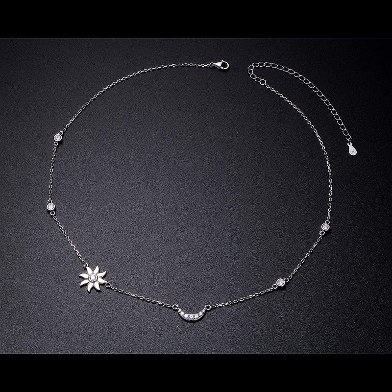 [Australia] - YinShan Dainty S925 Sterling Silver Jewelry Adjustable Choker Necklace Chain and Bracelet sun moon and star choker 