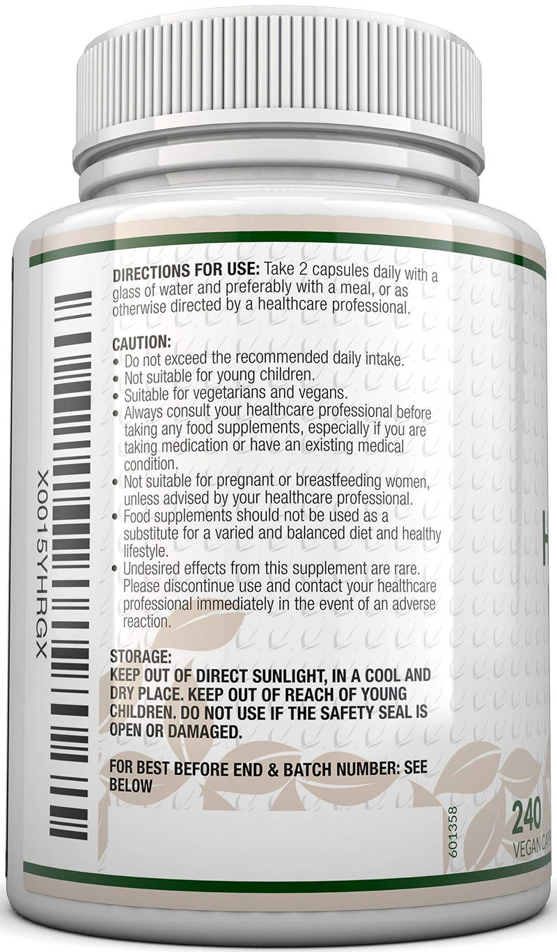 [Australia] - Psyllium Husk 1400mg - 240 Vegan Capsules - 700mg per Capsule - Natural Prebiotic Fibre Supplement from Plantago Ovata Seeds - Ispaghula Husk - Made in The UK 