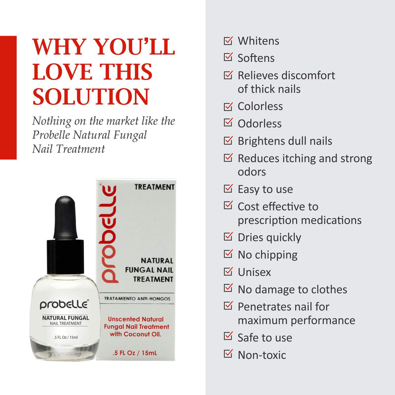 [Australia] - Probelle Natural Fungal Nail Treatment, Anti Fungal Nail Treatment, Nail Color Restoration, Clear Homeopathic Topical Solution .5 oz/ 15 ml (Patented Formula) 