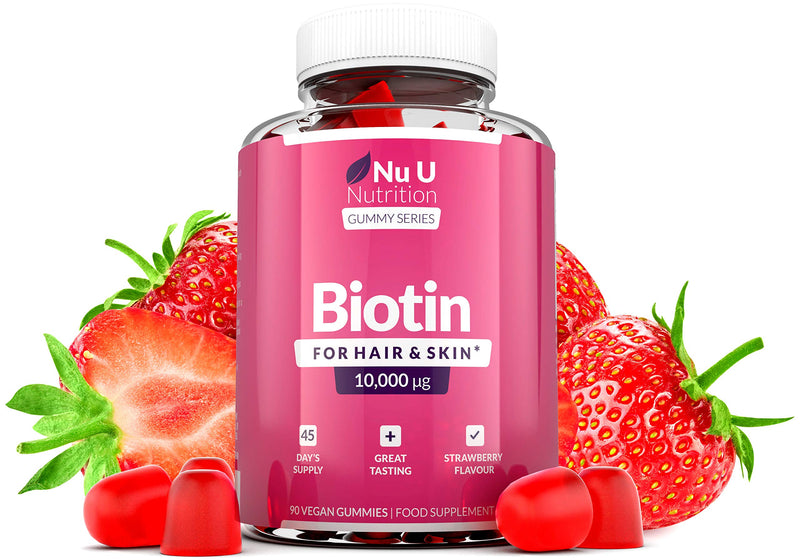 [Australia] - Biotin Hair Gummies - 10,000mcg Biotin - 90 Vegan Gummies not Tablets, 45 Day Supply - Supports Normal Skin & Hair Growth, Chewable Hair Vitamins 