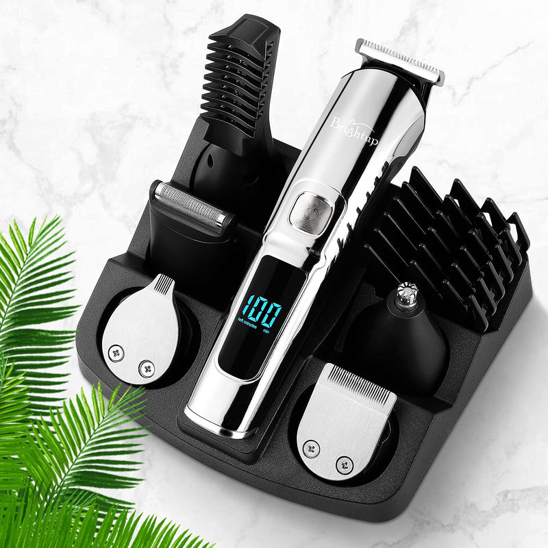 [Australia] - Brightup Beard Trimmer Men Waterproof,Cordless Hair Clipper Electric Shavers Body Hair Trimmer Men,USB Rechargeable LED Display All in 1 Grooming Kit for Beard Nose Ear Facial Body Pubic Balls Groin 