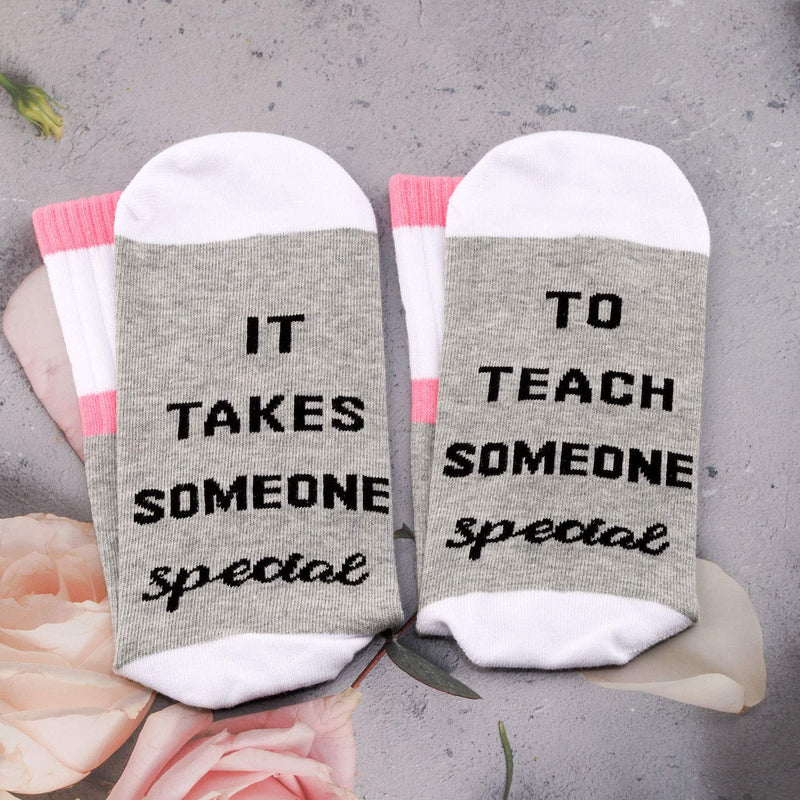 [Australia] - PYOUL 2 Pairs Teacher Socks Gift for SPED Teacher - It Takes Someone Special to Teach Socks Teach Someone Special 