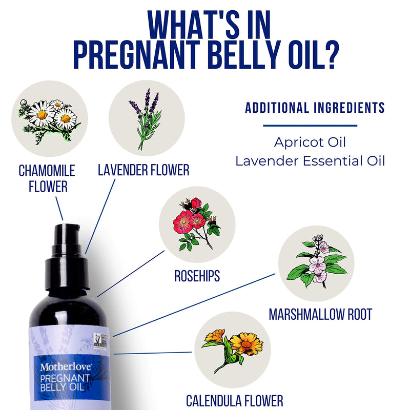 [Australia] - Motherlove Pregnant Belly Oil (4oz) Help Prevent Stretch Marks During Pregnancy & Soothe The Itch of Growing Skin—Moisturizing Herb Infused Oil—Organic Herbs, Non-GMO, Cruelty-Free, Vegan 4 Fl Oz (Pack of 1) Standard Packaging 