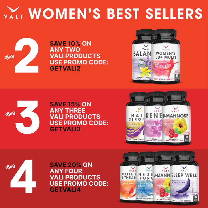 [Australia] - VALI D-Mannose 1000mg Urinary Tract Health Formula. Organic Cranberry Fruit Powder & Hibiscus. Healthy Bladder, Natural Cleanse, Fast Detox Flush, Herbal UT Function Support Pills. 60 Veggie Capsules 