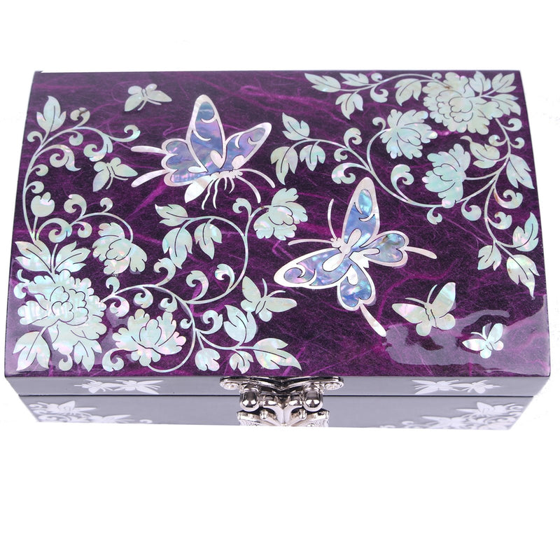 [Australia] - Small Jewelry Boxes Organizer Box Gift Box Mother Of Pearl Korea HJL1001 Purple 