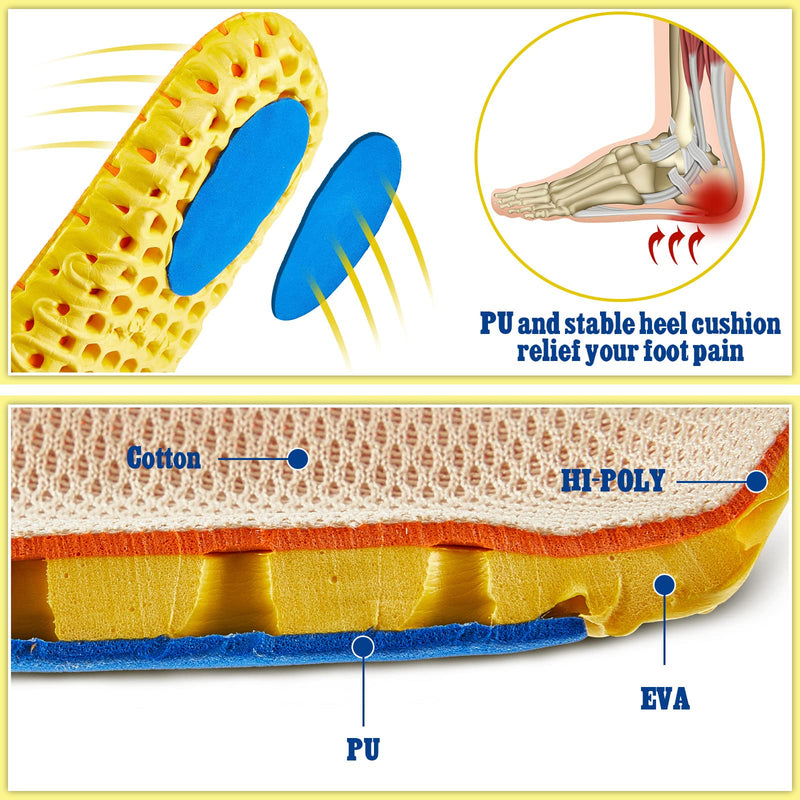 [Australia] - 4 Pairs Shock Absorbing Shoe Insoles Elastic Honeycomb Sneaker Inserts Breathable Memory Insoles for Men Shoe Lifts Men Soft Replacement Shoe Soles for Men Women Sports Shoes Boots (Men US 8-12) Men US 8-12 
