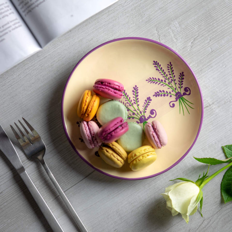 [Australia] - City to Cottage® Lavender Pattern Purple and Cream Pottery | Handmade Hand Painted | Glazed Ceramic 7.9inch/20cm | Side Dessert Plate | Unique Dinnerware 