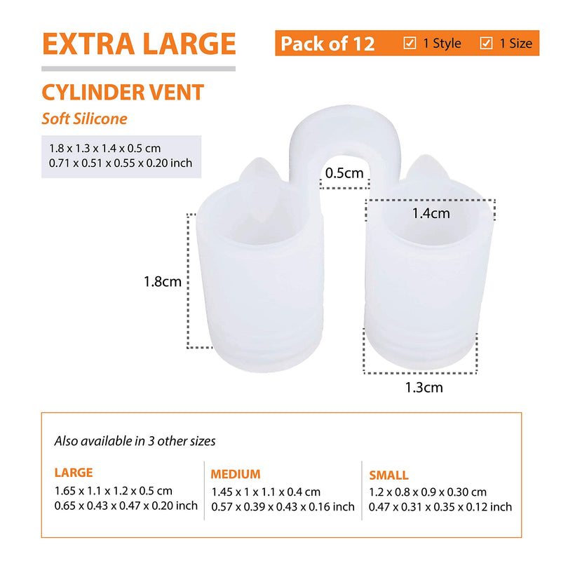 [Australia] - Nose Vent Sinus Relief Dilator (Pack of 12 XL Size) Soft Silicone Vents - A Simple Solution for Nasal Snorers - Reusable Snoring Device to Enjoy a Peaceful Night's Sleep by Mobi Lock 
