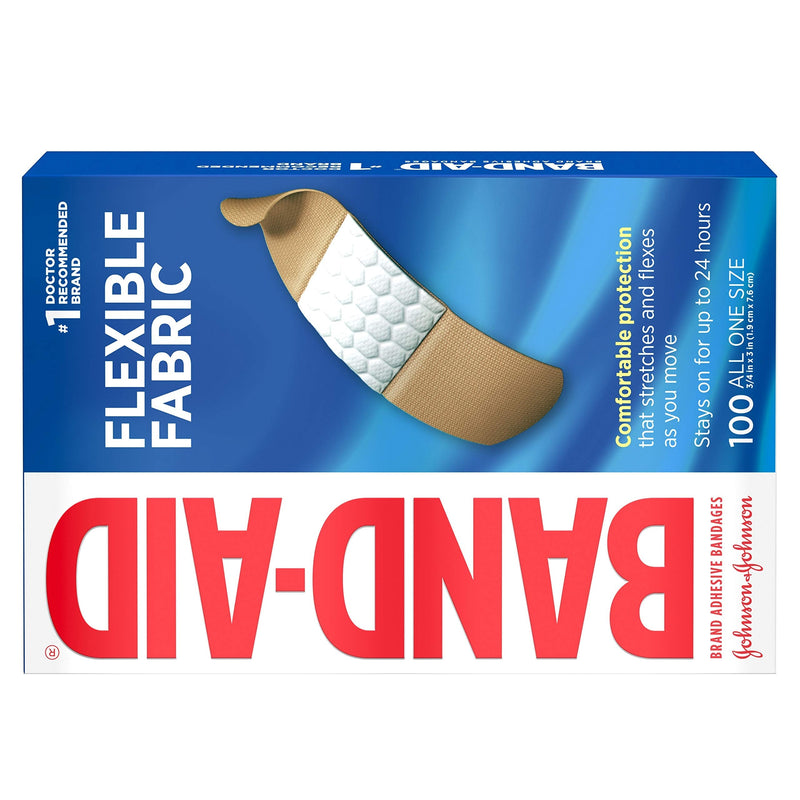 [Australia] - Band-Aid Flexible Fabric Adhesive Bandages 3/4" X 3" 100 Ct 10 Count (Pack of 1) 