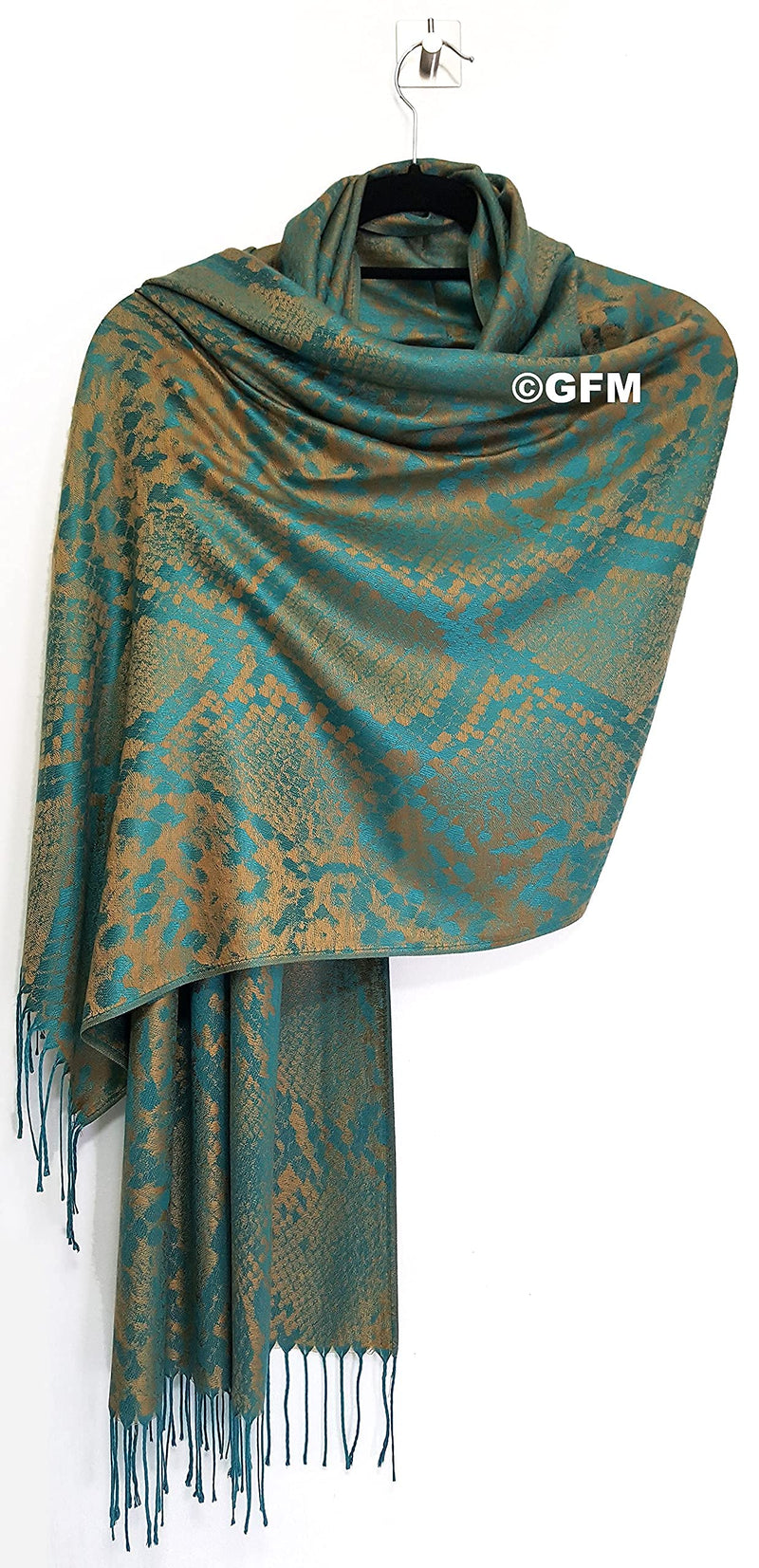 [Australia] - GFM Pashmina Style Scarf Shawl - Snake skin, Leopard, Rope Designs (FRL5) 9328-sntx-goldenbrown 