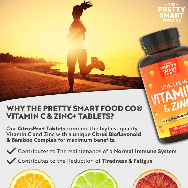 [Australia] - Powerful Vitamin C and Zinc Tablets - Vitamin C 1000mg with Zinc - 6 Month's Supply - Boosted with Citrus Bioflavonoids & Bamboo - For The Maintenance of a Normal Immune System - 180 Tablets - UK Made 