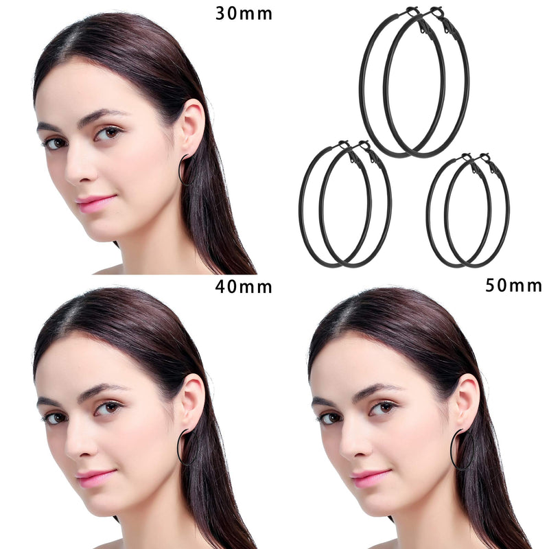 [Australia] - 8 Pairs Stud Earrings Hoop Earrings Set for Women Girls, Gold Plated Silver Black Stainless Steel Hoops Women's Earrings Loop Earrings 3-6mm Studs Earrings Cubic Zirconia CZ Earrings 8Pairs Black Plated 