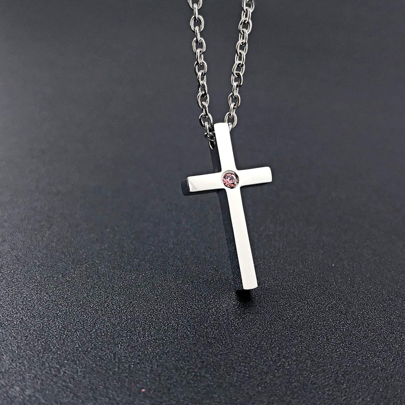 [Australia] - XOYOYZU Birthstone Tiny Cross Pendant Necklace with AAAAA Sparkly Zircon Birthday Gifts for Women Girl Fashion Jewelry June 