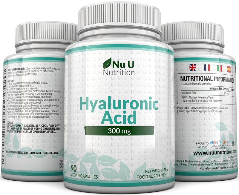 [Australia] - Hyaluronic Acid 300mg | 90 Capsules (3 Month Supply) | Triple Strength of Many Brands by Nu U Nutrition 