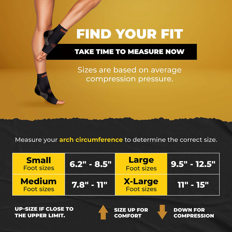 [Australia] - Foot Compression Sleeve - Plantar Fasciitis Socks for Arch Support, Achilles Tendonitis, and Foot Pain Relief - Toeless Socks For Everyday & Night Use - Copper-Infused Nylon by CopperJoint (Medium) Medium 