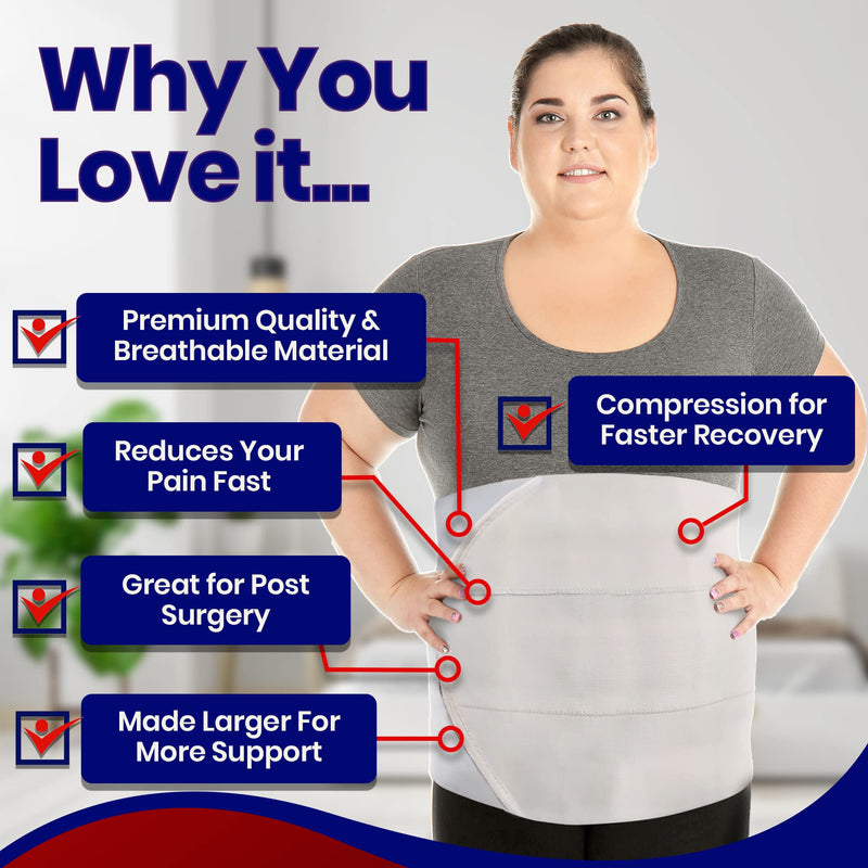 [Australia] - Abdominal Binder Plus Size Belly Binder – Postpartum Tummy Tuck Belt Gives Slimming Bariatric Band Stomach Compression Wrap to Help Hernia or Post Surgery, C Section Pregnancy Women Men XXL 47” to 70” XXL/3XL (47" to 70") 