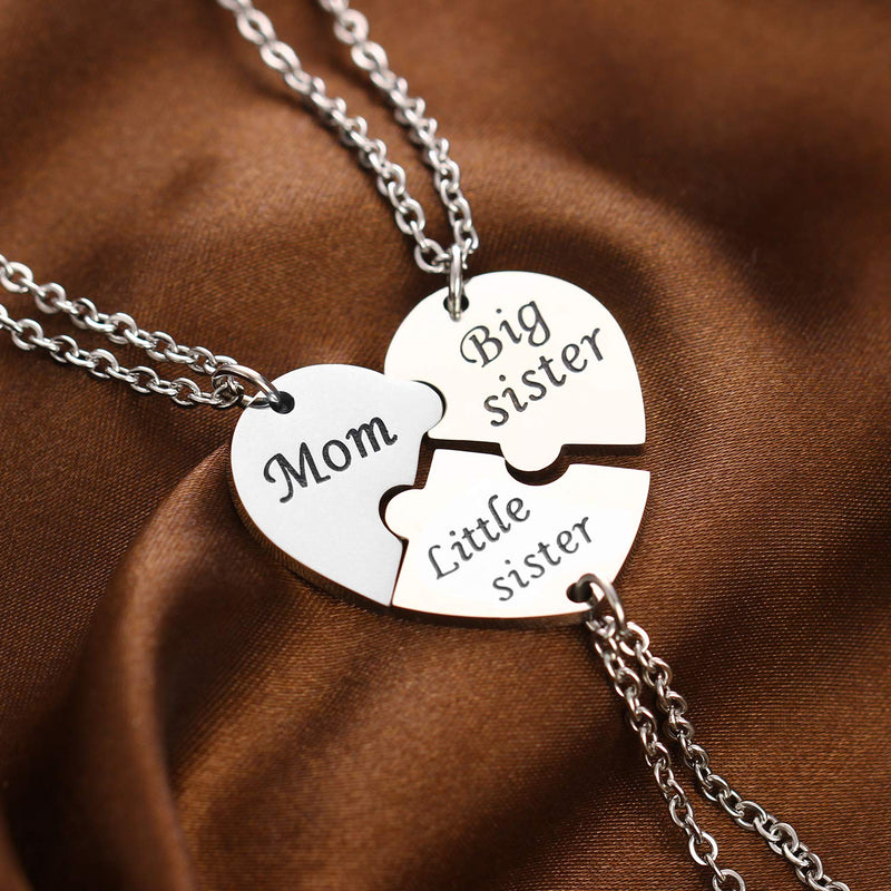 [Australia] - YEEQIN 3PCs/Set Mom Big Sister Little Sister Mom Necklaces Set Mother Daughters Matching Heart Jewley Set 