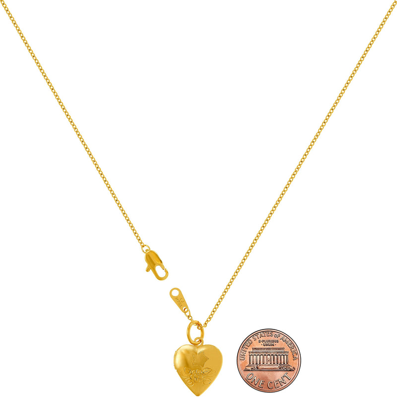 [Australia] - Lifetime Jewelry Tiny Heart Locket Necklace That Holds Pictures - Kids Jewelry Small Photo Locket  - 24k Gold Plated Cute Pendant Necklace for Women and Girls - Choice of Charm With or Without Chain Locket Only 