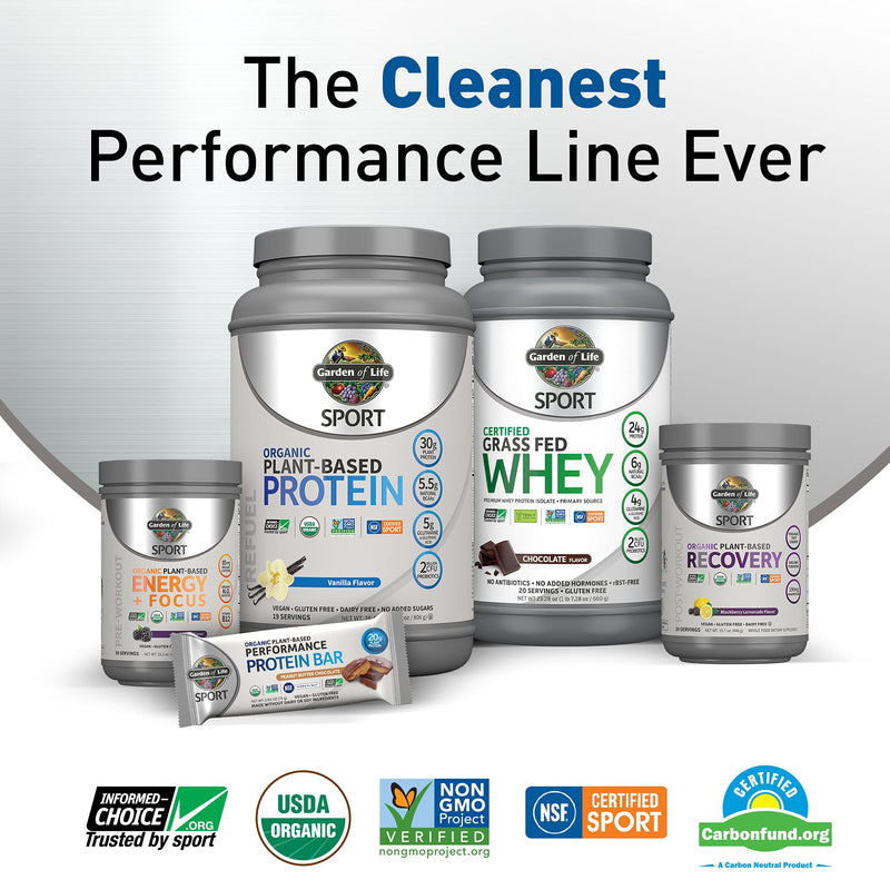 [Australia] - Garden of Life Sport Vegan Organic Plant Based Post Workout Muscle Recovery Powder for Men & Women - BlackBerry Lemonade 30 Servings, 100mg Magnesium, Antioxidants, Supplements, 15.7 Oz 