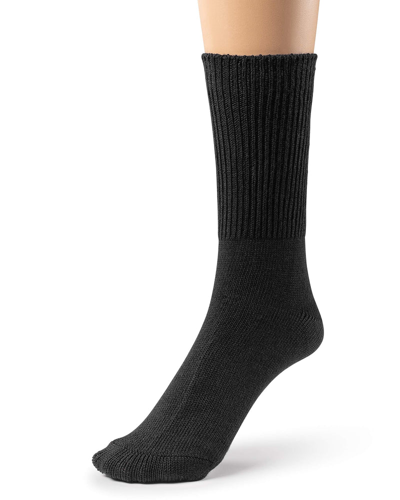 [Australia] - Silky Toes 3 or 6 Pack Men’s Bamboo Diabetic Seamless Soft Non-Binding Crew Socks, Also Available In Plus Sizes 13-15 Black- 3 Pairs 