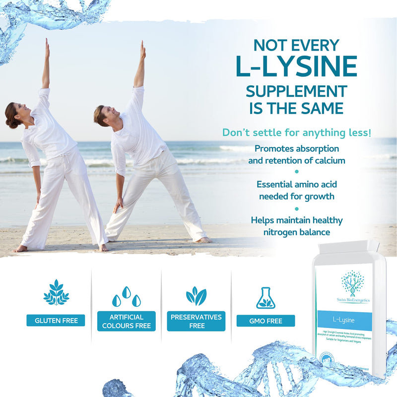 [Australia] - L-Lysine Tablets 1,000mg 90 Tablets - High Strength Essential Amino Acid Promoting Absorption of Calcium and Healthy Hormonal Stress Responses 