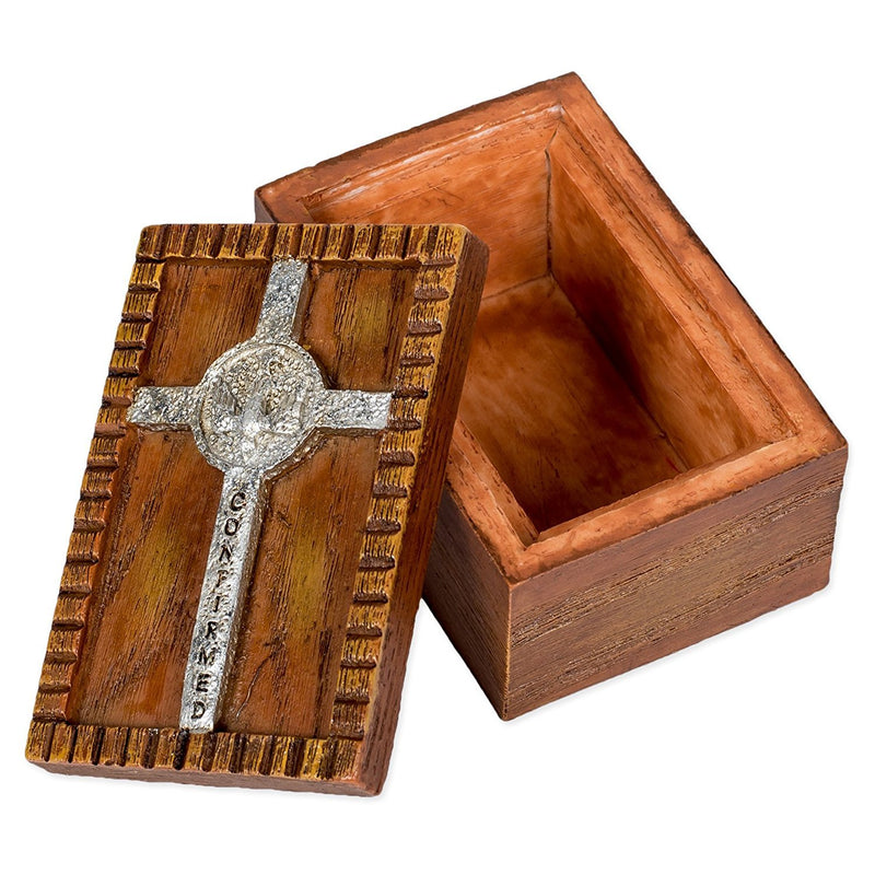 [Australia] - Roman Confirmed in Christ Wood Finish Small Confirmation Jewelry Keepsake Box 