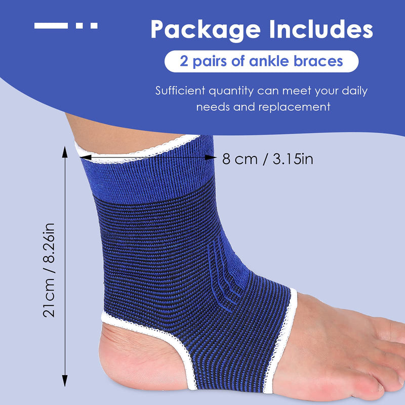 [Australia] - 4 Pieces/ 2 Pair Kids Ankle Support Compression Kid Ankle Brace Elastic Kids Compression Socks Knitted Ankle Support Brace Ankle Sleeve for Jogging Running Walking Fitness (10-15 Years, Dark Blue) 10-15 Years 