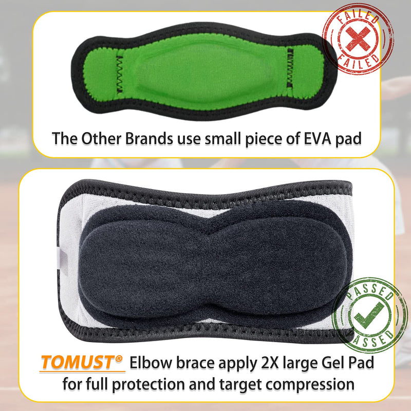 [Australia] - TOMUST Tennis Elbow Brace - Adjustable Forearm Support Band with Gel Compression Pad, Elbow Strap for Bursitis, Golfers, Tendinitis, Effective Pain Relief, Sports - Both Men, Women (Single) S/M 