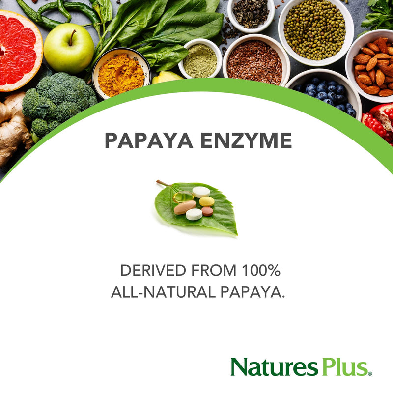 [Australia] - NaturesPlus Papaya Enzyme - 6 mg Papain - All Natural Digestive Aid Supplement, Contains Amylase & Protease - 360 Chewable Tablets (360 Servings) 360 Count (Pack of 1) 