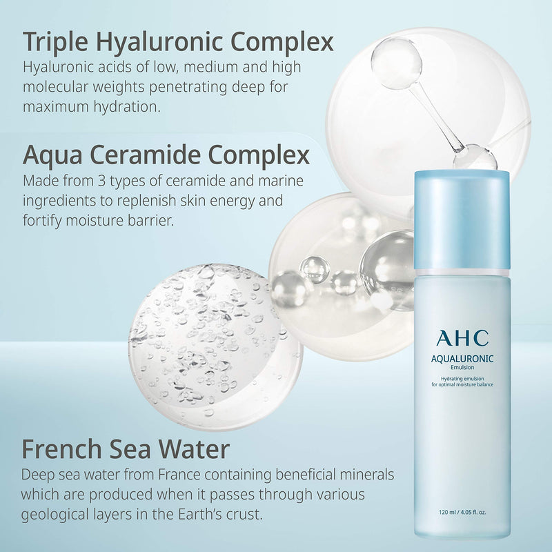 [Australia] - AHC Hydrating Aqualuronic Emulsion Face Lotion Korean Skincare 120 ml 