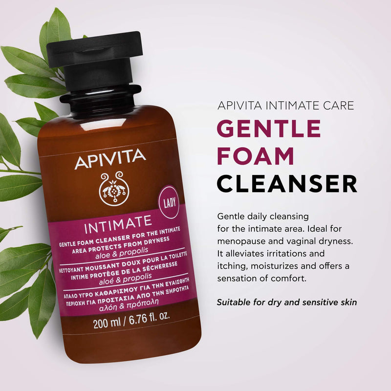 [Australia] - APIVITA Intimate Lady Gentle Foam Cleanser for the Intimate Area 6.76 fl.oz. |Natural Feminine Wash with Aloe & Propolis for Dry & Sensitive Skin | Care for Menopause & Vaginal Dryness - pH 4 
