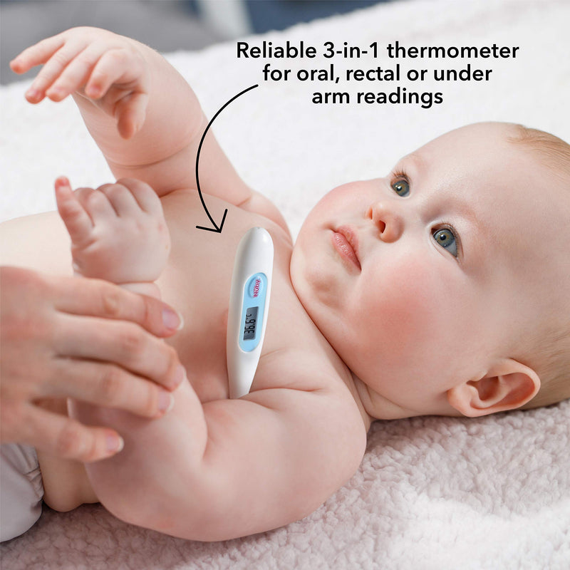 [Australia] - Nuby Digital Thermometer - Accurate Oral, Underarm & Rectal Use Thermometer with Hygienic Cover 