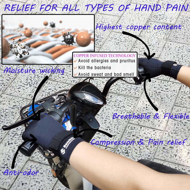 [Australia] - 2 Pairs Full Finger Arthritis Gloves for Women and Men, Copper Compression Gloves for Wrist Support with Adjustable Strap Small-Medium 