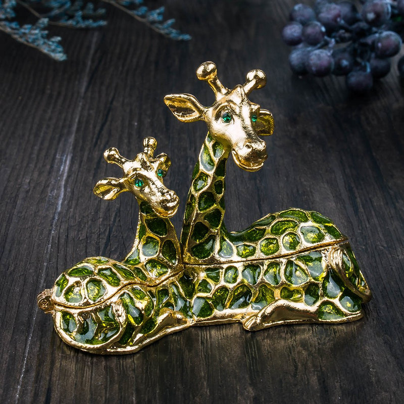 [Australia] - Sitting Mum and Baby Giraffe Ring Holder Hinged Trinket Boxes for Gifts,Jewelry Boxes Organizer Holder dark green 