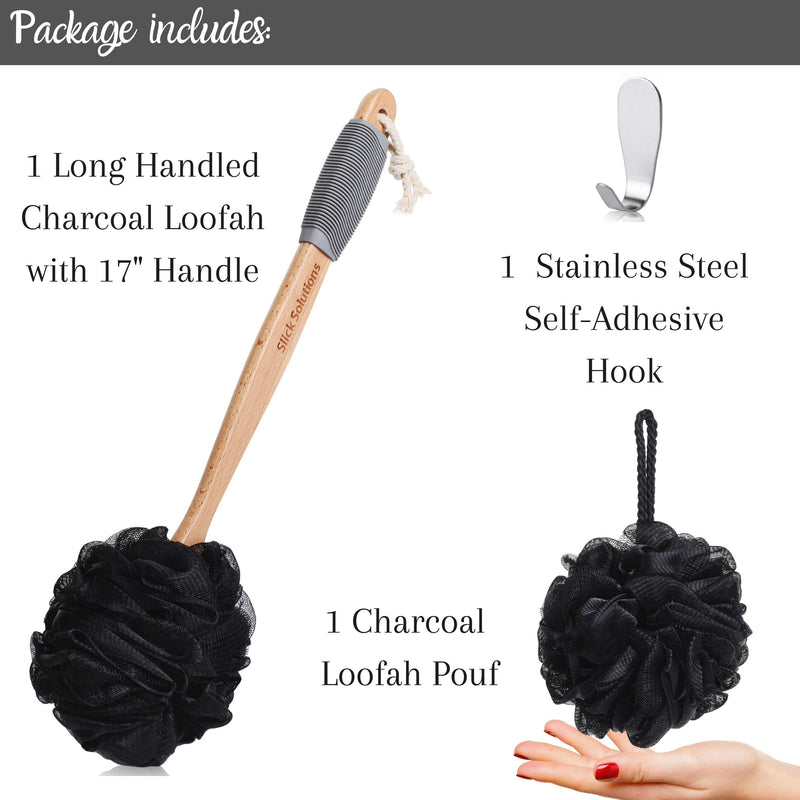 [Australia] - Slick- Loofah with Handle, Loofah Back Scrubber, Back Loofah, Loofah Brush with Long Handle, Loofah on A Stick, Shower Loofah with Handle, Shower Supplies, Loofah Scrubber, Loofah Back Scrubber 