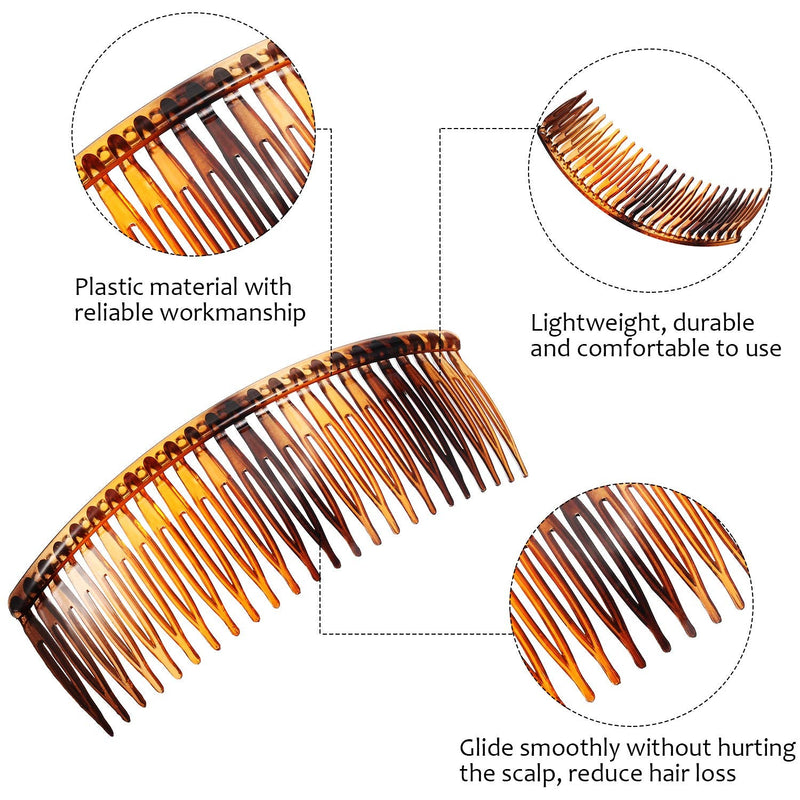 [Australia] - 4 Packs Tort Slide Comb Tortoise Shell Side Comb Plain Hair Comb Large Tort Hair Combs Slides 12.5 cm Hair Side Comb Set 