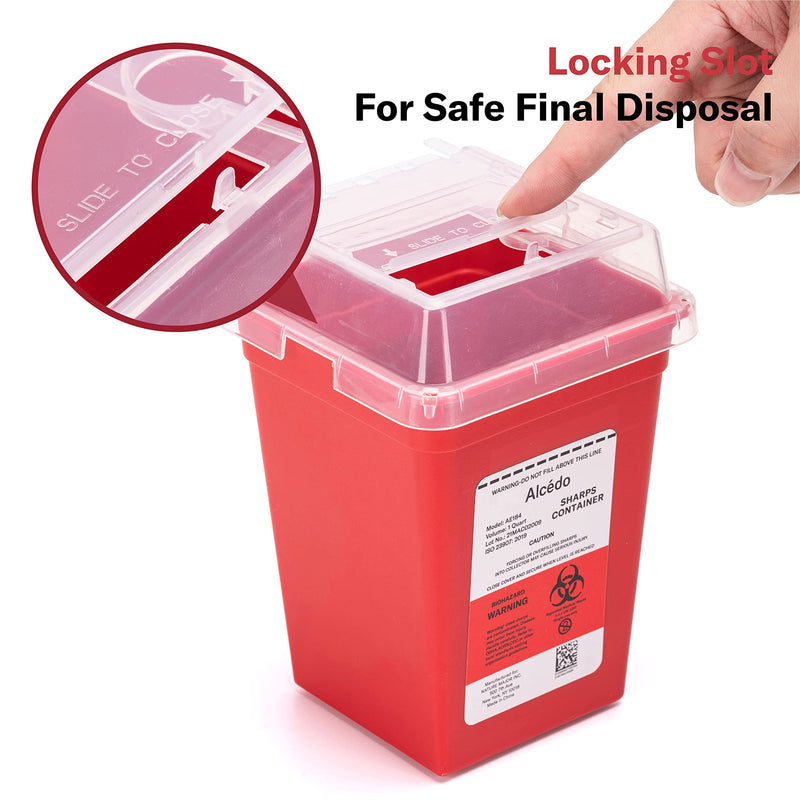 [Australia] - All New Alcedo Sharps Container for Home Use and Professional 1 Quart Plus (3-Pack), Biohazard Needle and Syringe Disposal, Small Portable Container for Travel 