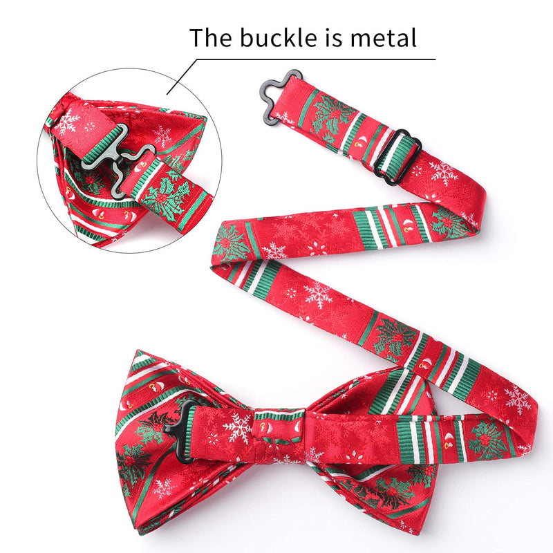 [Australia] - HISDERN Christmas Bow Tie and Suspenders for Men Tuxedo Suspenders Mens Trouser Braces with Clips 01-red / Green / White One Size 