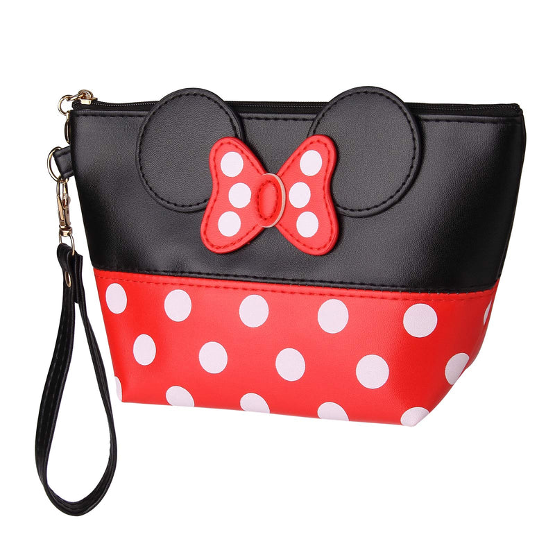 [Australia] - yiwoo 2Pcs Cosmetic Bag Mouse Ears Bag with Zipper,Cartoon Leather Travel Makeup Handbag with Ears and Bow-knot, Cute Portable Cosmetic Bag Toiletry Pouch for Women Teen Girls Kids (Black) 2pcs/Black 