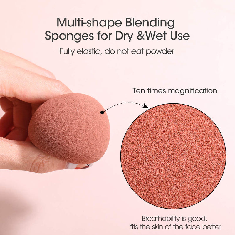 [Australia] - JPNK Foundation Makeup Brush with 4 Makeup Sponges Latex-free for Blending Liquid, Cream or Flawless Powder Cosmetics Brown 