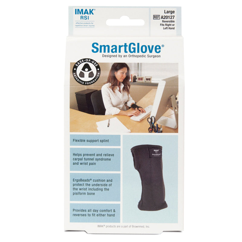 [Australia] - IMAK RSI Smart Glove with Compression Therapy for Wrist Support, Carpal Tunnel Syndrome, Arthritis, Tendonitis, Hand Fatigue and Other Wrist and Hand Pain Designed by an Orthopedic Surgeon Large (Pack of 1) 
